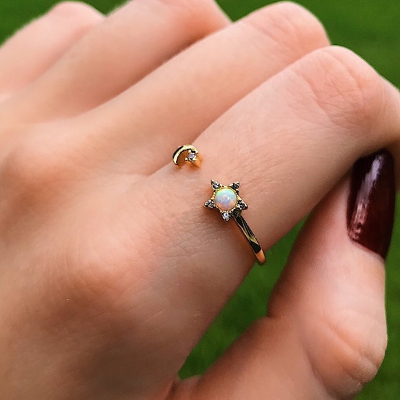 Opal Star & Crescent Moon Ring - Picture 6 of 6